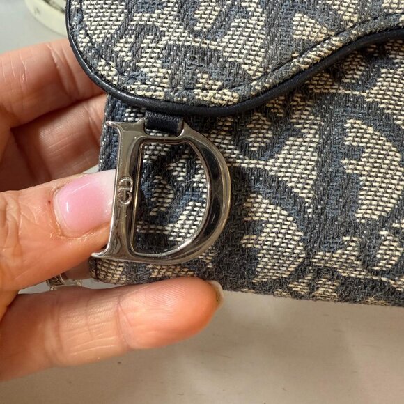 Dior Trotter Croosbody Blue Authentic Saddle Monogram Design D Sliver Hardware - Picture 5 of 9